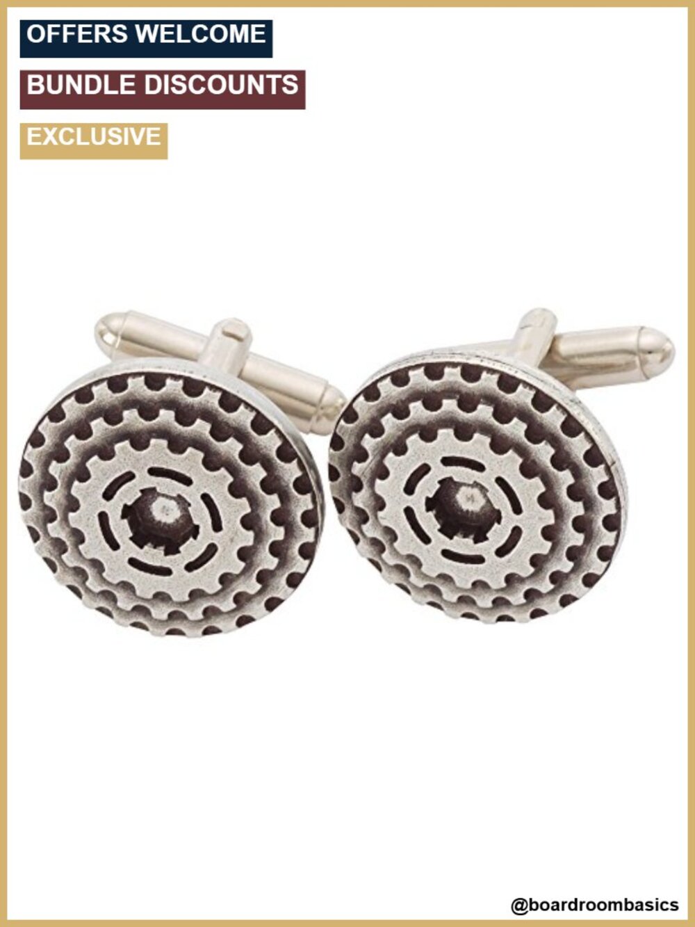 Pewter Bike Gear Cufflinks Handcrafted in USA Novelty Round